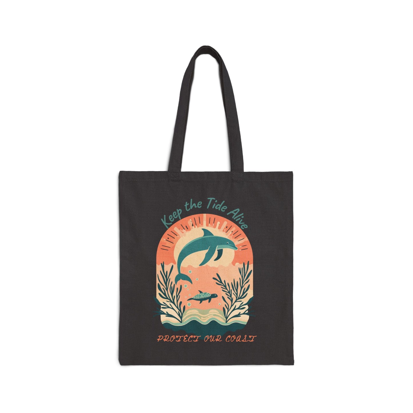 Eco-Friendly Cotton Canvas Tote Bag - 'Keep the Tide Alive' Design for Beach Lovers. Show your love for the oceans and conservation! You will use this high quality tote over and over again.