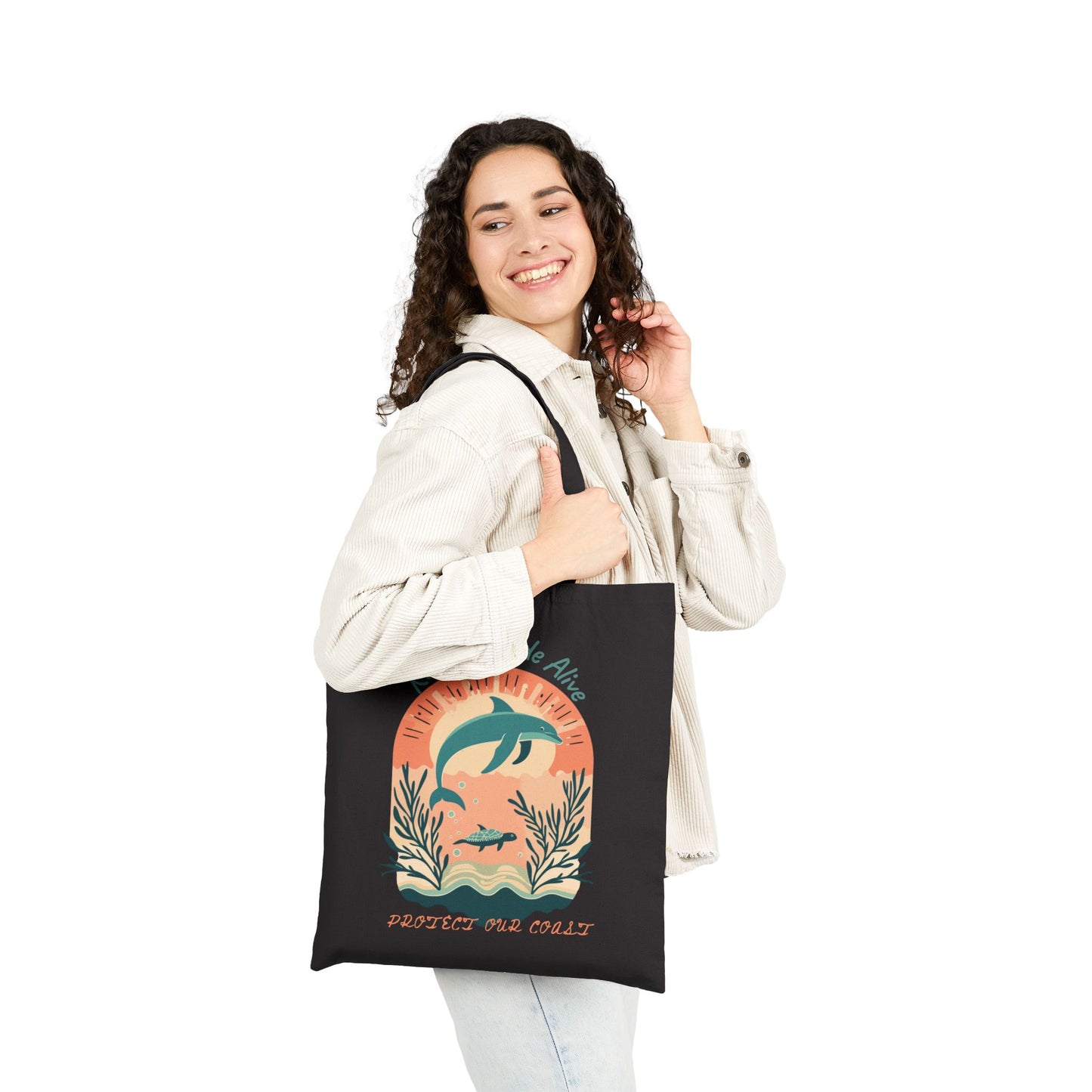 Eco-Friendly Cotton Canvas Tote Bag - 'Keep the Tide Alive' Design for Beach Lovers. Show your love for the oceans and conservation! You will use this high quality tote over and over again.